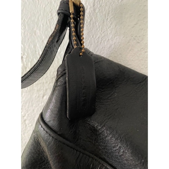 Vintage Coach Flap Messenger Crossbody Leather Womens Med Black Leather Strap - Picture 7 of 12